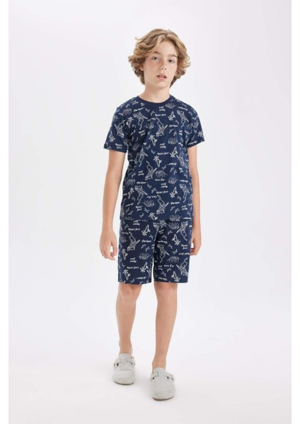 Erkek Çocuk Pijama Takımı Desenli Kısa Kollu Üst Şort C5502A824SM