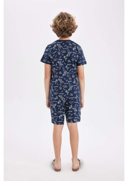 Erkek Çocuk Pijama Takımı Desenli Kısa Kollu Üst Şort C5502A824SM