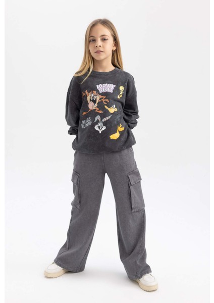 Kız Çocuk Looney Tunes Oversize Fit Bisiklet Yaka Sweatshirt B1555A823AU