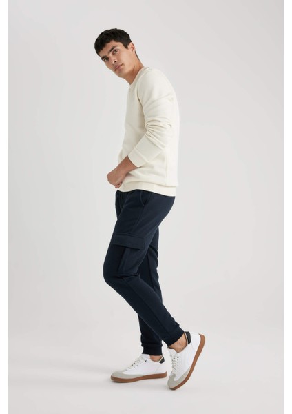 Jogger Eşofman Altı Slim Fit Dar Kesim Kargo Cepli Basic Düz Beli Bağcıklı Lastikli Paça B4543AX23WN