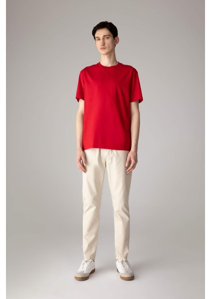 New Regular Fit Bisiklet Yaka Basic Düz %100 Pamuk Kısa Kollu Tişört V7699AZ24SP