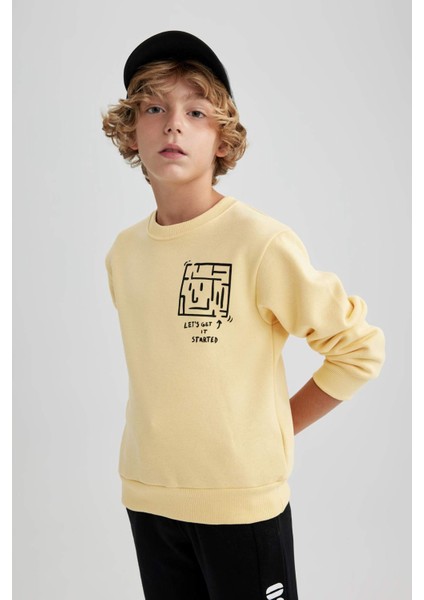 Erkek Çocuk Bisiklet Yaka Baskılı Kalın Sweatshirt B2284A823WN modelleri