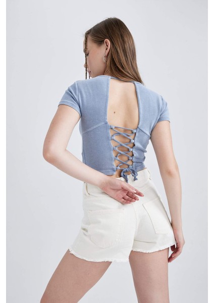 Coool Fitted Kısa Kollu Yıkamalı Soluk Efektli Tişört