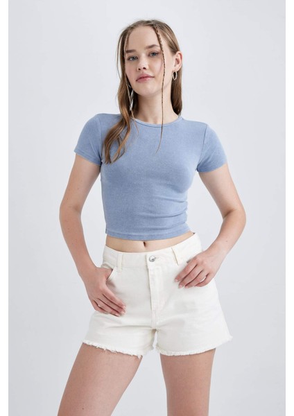 Coool Fitted Kısa Kollu Yıkamalı Soluk Efektli Tişört modelleri