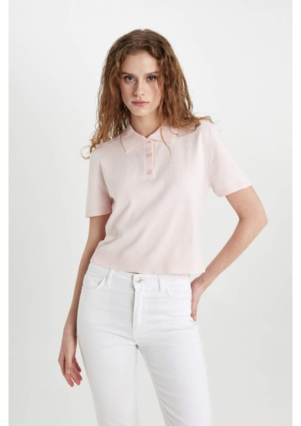 Regular Fit Polo Yaka Kısa Kollu Triko Tişört C4534AX24SM