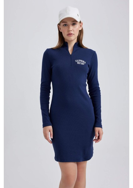 Coool Bodycon Yarım Balıkçı Yaka Fitilli Kaşkorse Uzun Kollu Mini Elbise B2467AX23AU fiyatları