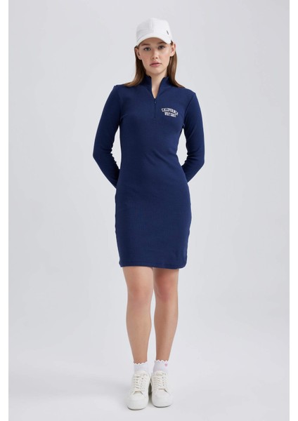 Coool Bodycon Yarım Balıkçı Yaka Fitilli Kaşkorse Uzun Kollu Mini Elbise B2467AX23AU modelleri