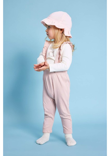 Kız Bebek 2'li Takım Uzun Kollu Tişört Krinkıl Kumaş Salopet modelleri