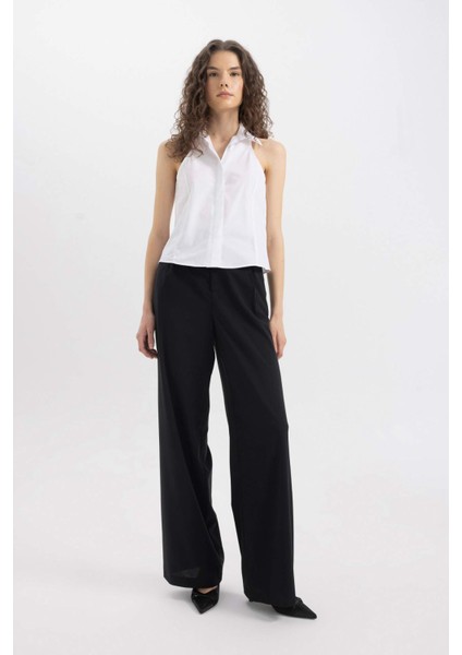 Fitted Poplin Kolsuz Gömlek C9233AX24SM