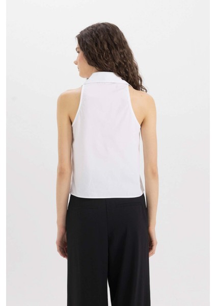 Fitted Poplin Kolsuz Gömlek C9233AX24SM