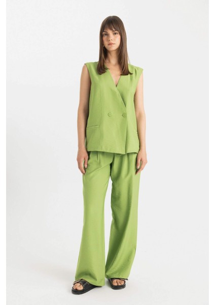 Wide Leg Geniş Bol Paça Penli Basic Düz Klasik Palazzo Pantolon C5931AX24SM