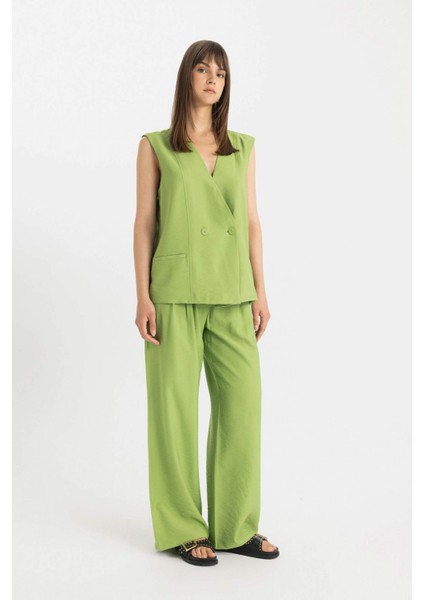 Wide Leg Geniş Bol Paça Penli Basic Düz Klasik Palazzo Pantolon C5931AX24SM