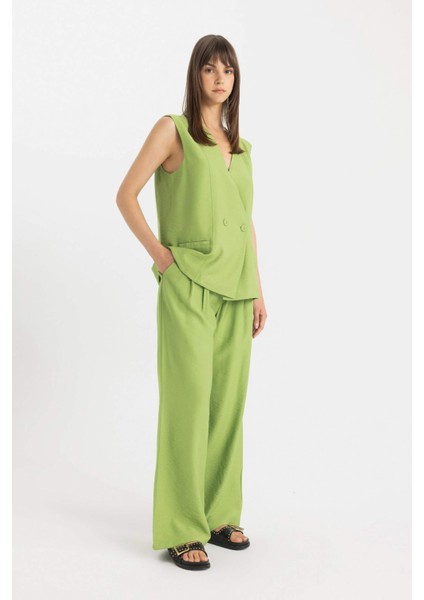 Wide Leg Geniş Bol Paça Penli Basic Düz Klasik Palazzo Pantolon C5931AX24SM