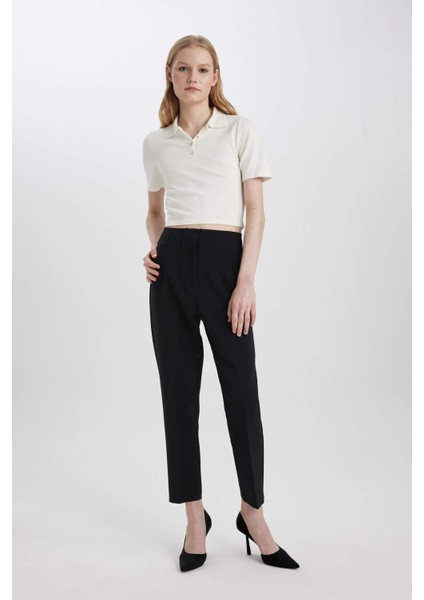 Carrot Fit Fermuarlı Yüksek Bel Dar Paça Crop Pantolon C2466AX24SP