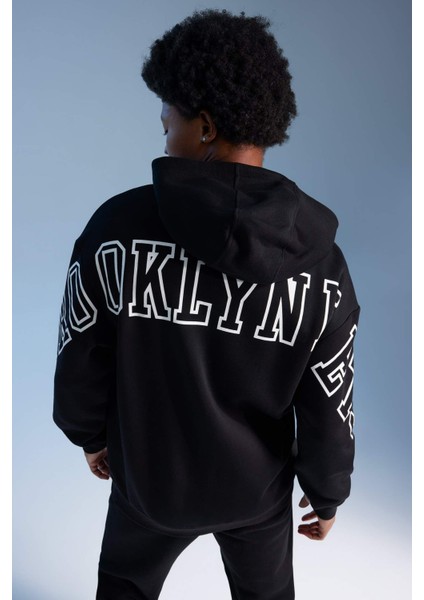 Fit NBA Brooklyn Nets Boxy Fit Kapüşonlu Kalın Sweatshirt A7251AX23AU