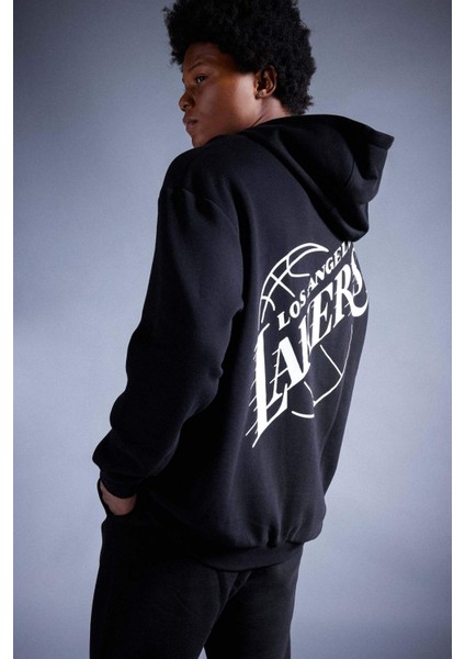 Fit NBA Los Angeles Lakers Boxy Fit Kapüşonlu Kalın Sweatshirt A4114AX23AU