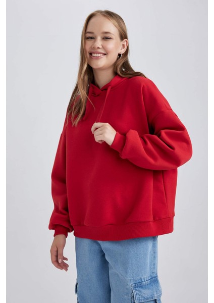 Coool Loose Fit Kapüşonlu Kalın Sweatshirt Y7010AZ23WN