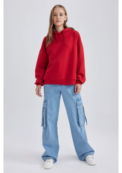 Coool Loose Fit Kapüşonlu Kalın Sweatshirt Y7010AZ23WN fiyatları