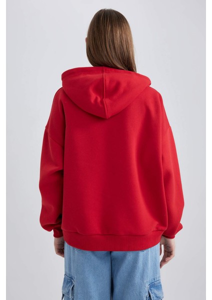 Coool Loose Fit Kapüşonlu Kalın Sweatshirt Y7010AZ23WN fırsatları