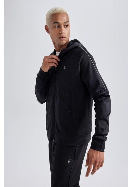 Fit Slim Fit Dar Kesim Kapüşonlu Skuba Dalgıç Kumaş Fermuarlı Sweatshirt A6950AX23AU