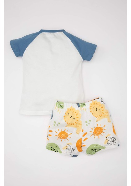 Erkek Bebek 2'li Takım Safari Baskılı Penye Kısa Kollu Tişört ÜstBeli Lastikli Şort Alt indirimleri