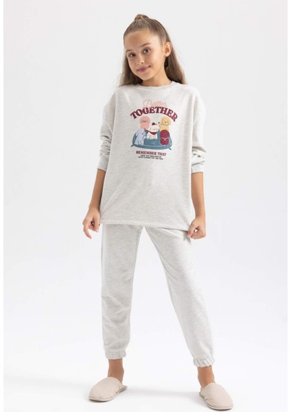 Kız Çocuk Baskılı Uzun Kollu Pijama Takım A9868A823WN