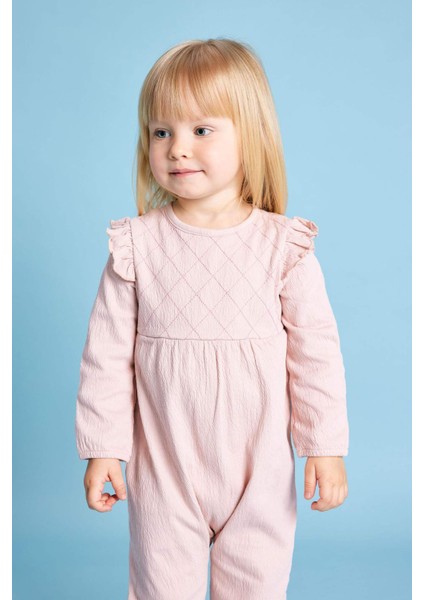 Kız Bebek Yeni Doğan Krinkıl Kumaş Uzun Kollu Tulum B9483A524SP modelleri