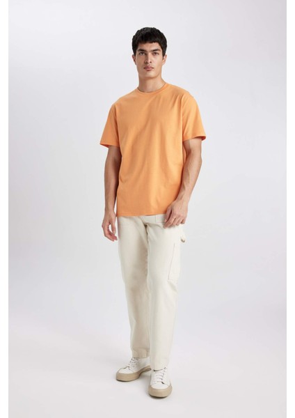 New Regular Fit Bisiklet Yaka Basic Düz %100 Pamuk Kısa Kollu Tişört V7699AZ24SP