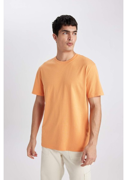 New Regular Fit Bisiklet Yaka Basic Düz %100 Pamuk Kısa Kollu Tişört V7699AZ24SP