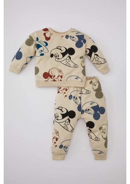 Erkek Bebek 2'li Takım Disney Mickey & Minnie İnce Sweatshirt Eşofman Altı B3186A524SP