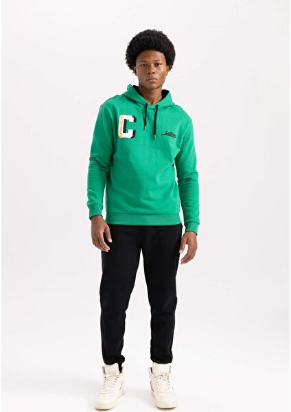 DeFactoFit NBA Boston Celtics Standart Fit Kapüşonlu Kalın Sweatshirt A7277AX23AU