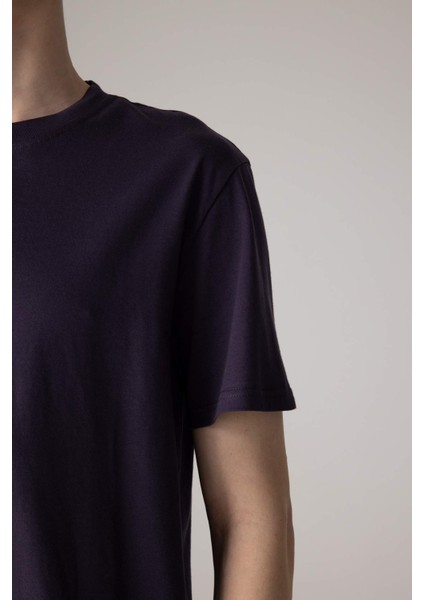 New Regular Fit Bisiklet Yaka Basic Düz %100 Pamuk Kısa Kollu Tişört V7699AZ24SP