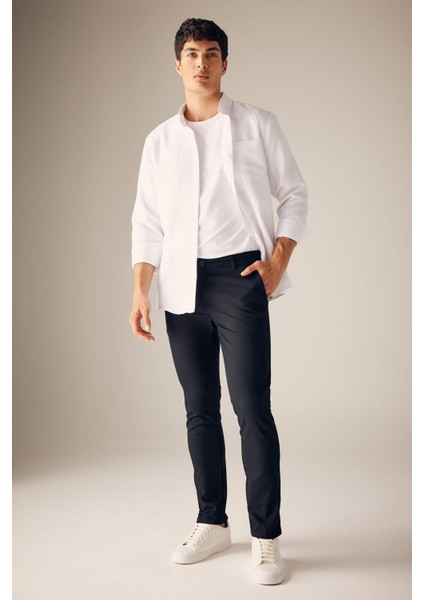 Slim Fit Dar Kesim Dar Paça Cepli Gabardin Chino Kanvas Pantolon W3012AZ23AU