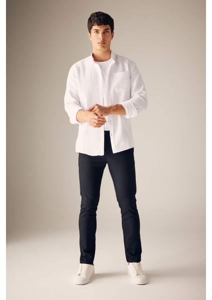 Slim Fit Dar Kesim Dar Paça Cepli Gabardin Chino Kanvas Pantolon W3012AZ23AU