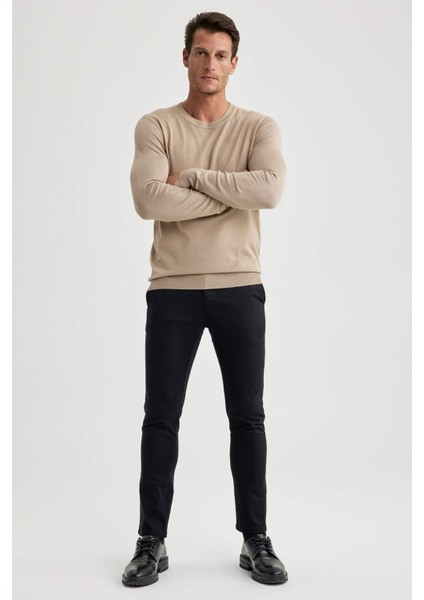 Slim Fit Dar Kesim Dar Paça Cepli Gabardin Chino Kanvas Pantolon W3012AZ23AU