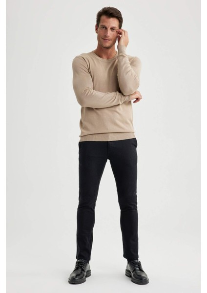Slim Fit Dar Kesim Dar Paça Cepli Gabardin Chino Kanvas Pantolon W3012AZ23AU