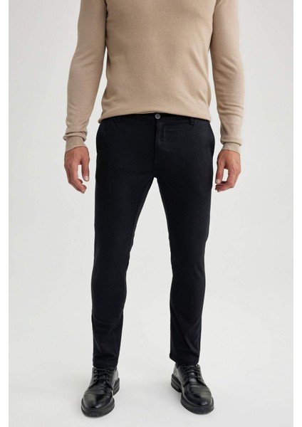 Slim Fit Dar Kesim Dar Paça Cepli Gabardin Chino Kanvas Pantolon W3012AZ23AU