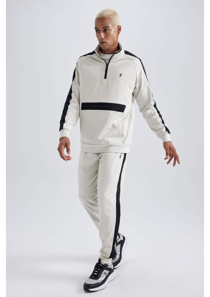 Fit Standart Fit Fermuarlı Dik Yaka Skuba Dalgıç Kumaş Cepli Sporcu Sweatshirt X9124AZ23AU