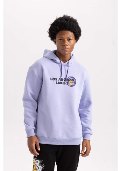 Fit NBA Los Angeles Lakers Boxy Fit Kapüşonlu Kalın Sweatshirt A7283AX23AU fırsatları