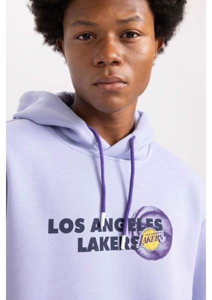 Fit NBA Los Angeles Lakers Boxy Fit Kapüşonlu Kalın Sweatshirt A7283AX23AU indirimleri
