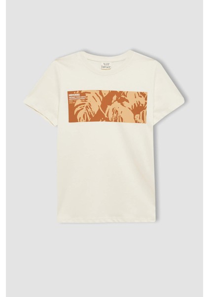 Erkek Çocuk Bisiklet Yaka Çiçekli Kısa Kollu Tişört Z9327A624SM