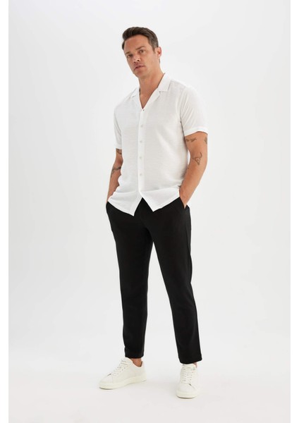 Modern Fit Yazlık Polo Yaka Basic Düz Aerobin Kısa Kollu Gömlek V8406AZ24SM