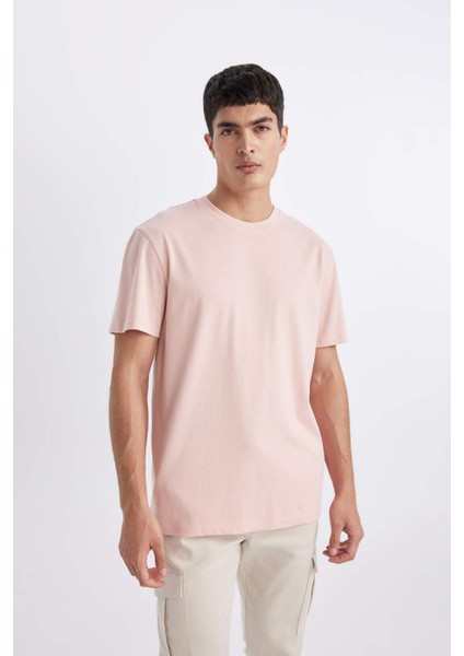 New Regular Fit Bisiklet Yaka Basic Düz %100 Pamuk Kısa Kollu Tişört V7699AZ24SP