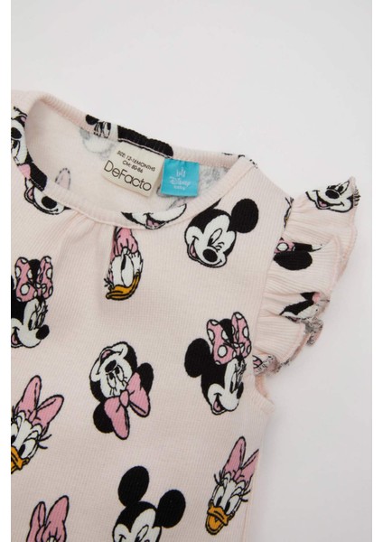 Kız Bebek Yeni Doğan Disney Mickey & Minnie Fitilli Kaşkorse Kolsuz Tulum D0799A524HS