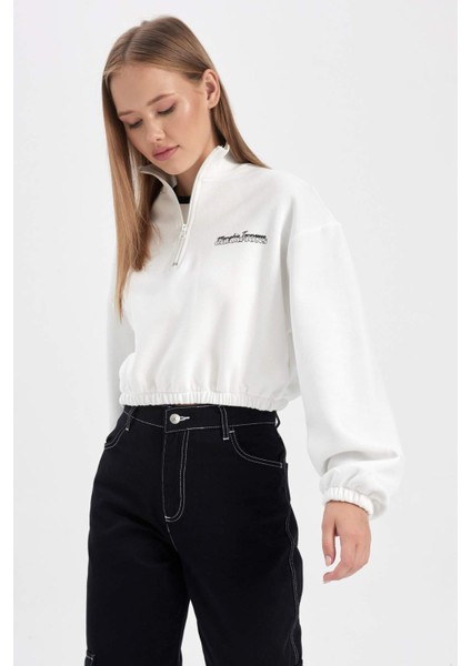Coool Crop Yarım Fermuarlı Kalın Sweatshirt B2010AX23WN