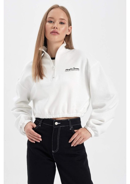 Coool Crop Yarım Fermuarlı Kalın Sweatshirt B2010AX23WN modelleri