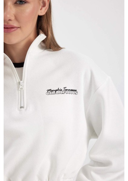 Coool Crop Yarım Fermuarlı Kalın Sweatshirt B2010AX23WN indirimleri
