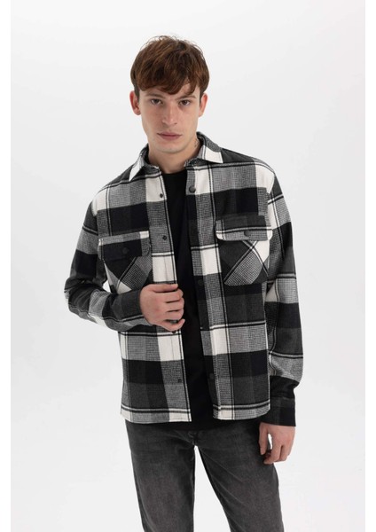 Relax Fit Polo Yaka Kareli Oduncu Flanel Pamuklu Uzun Kollu Gömlek Z0639AZ23AU modelleri