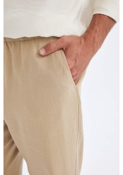 Relax Fit Rahat Kesim Dar Paça Keten Karışımlı Yazlık Pantolon C1140AX24SM