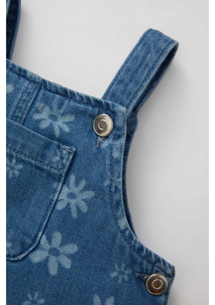 Kız Bebek Nakışlı Askılı Jean Elbise B0066A524SP
